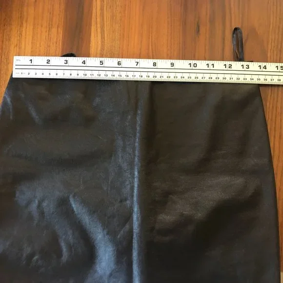 Theory Size 2 Leather Black Brown Chocolate Dark Brown Mini Skirt - Picture 4 of 16